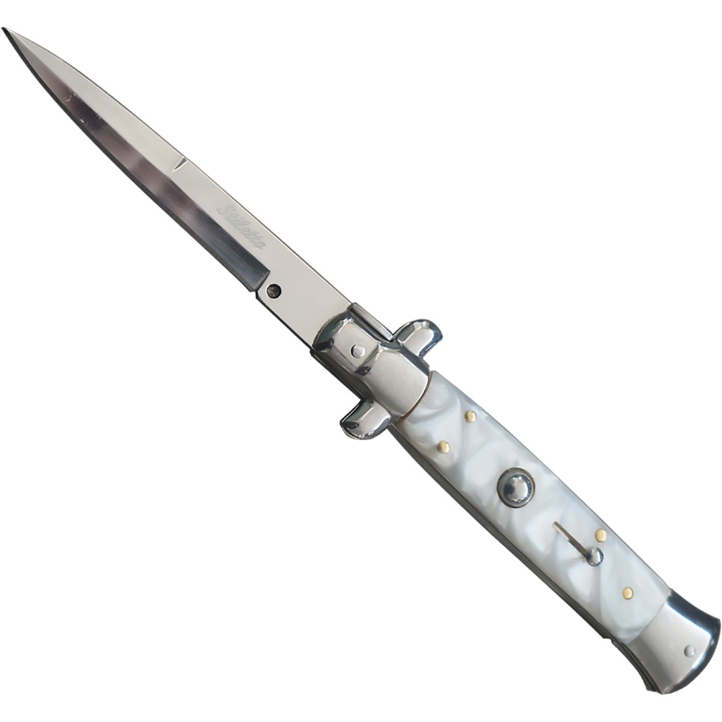 Godfather Presence Italian Stiletto Automatic Knife - White Marble