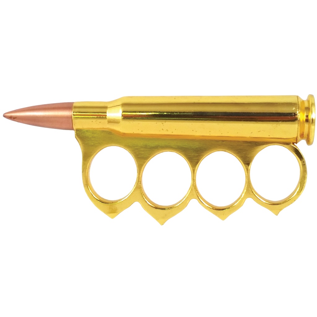 Bullet Cache Concealed-Compartment Brass Knuckles - Gold