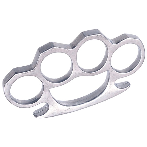 Four-Ring Compact Brass Knuckles - Silver Steel
