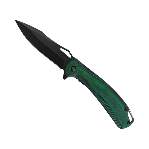 Emerald Edge Quick-Deploy Assisted Opening Knife - Green Wood