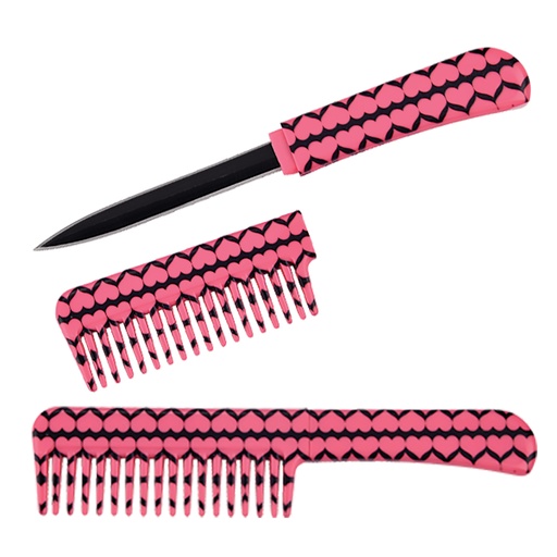 Sweetheart Secret Dual-Use Hidden Comb Knife - Pink Heart