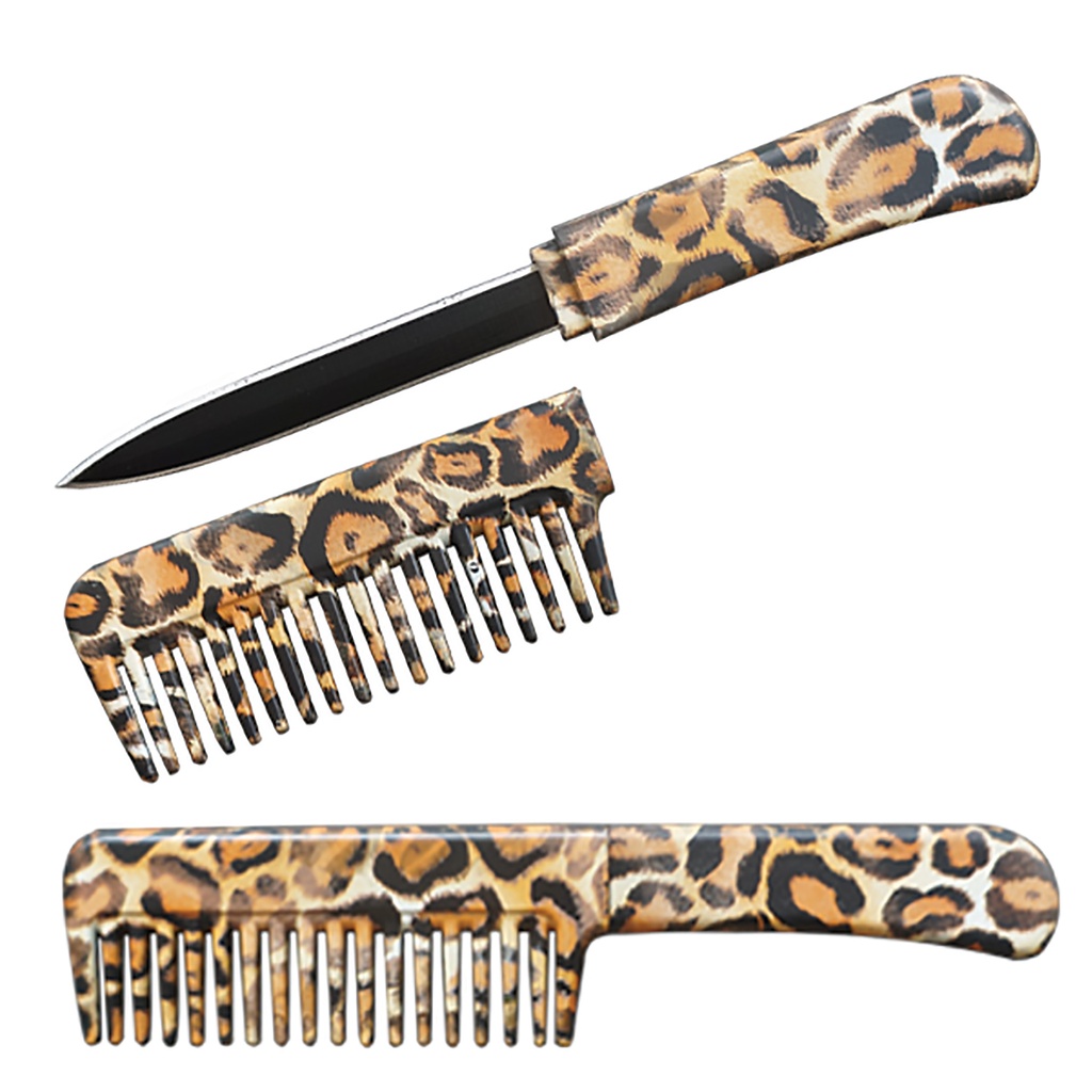 Wildcat Incognito Hidden Comb Knife - Leopard Print