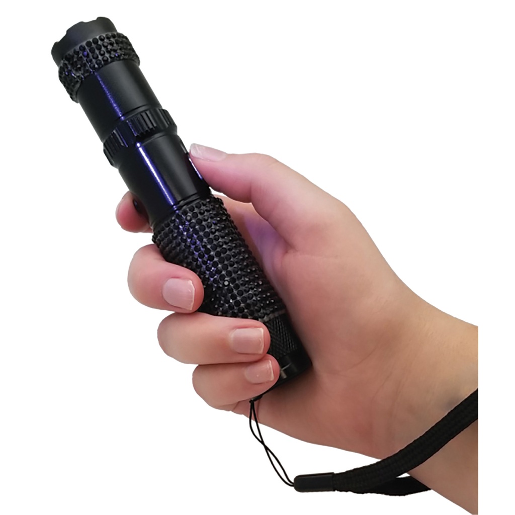 Shadow Spark Diamond Grip Stun Flashlight - Black Alloy
