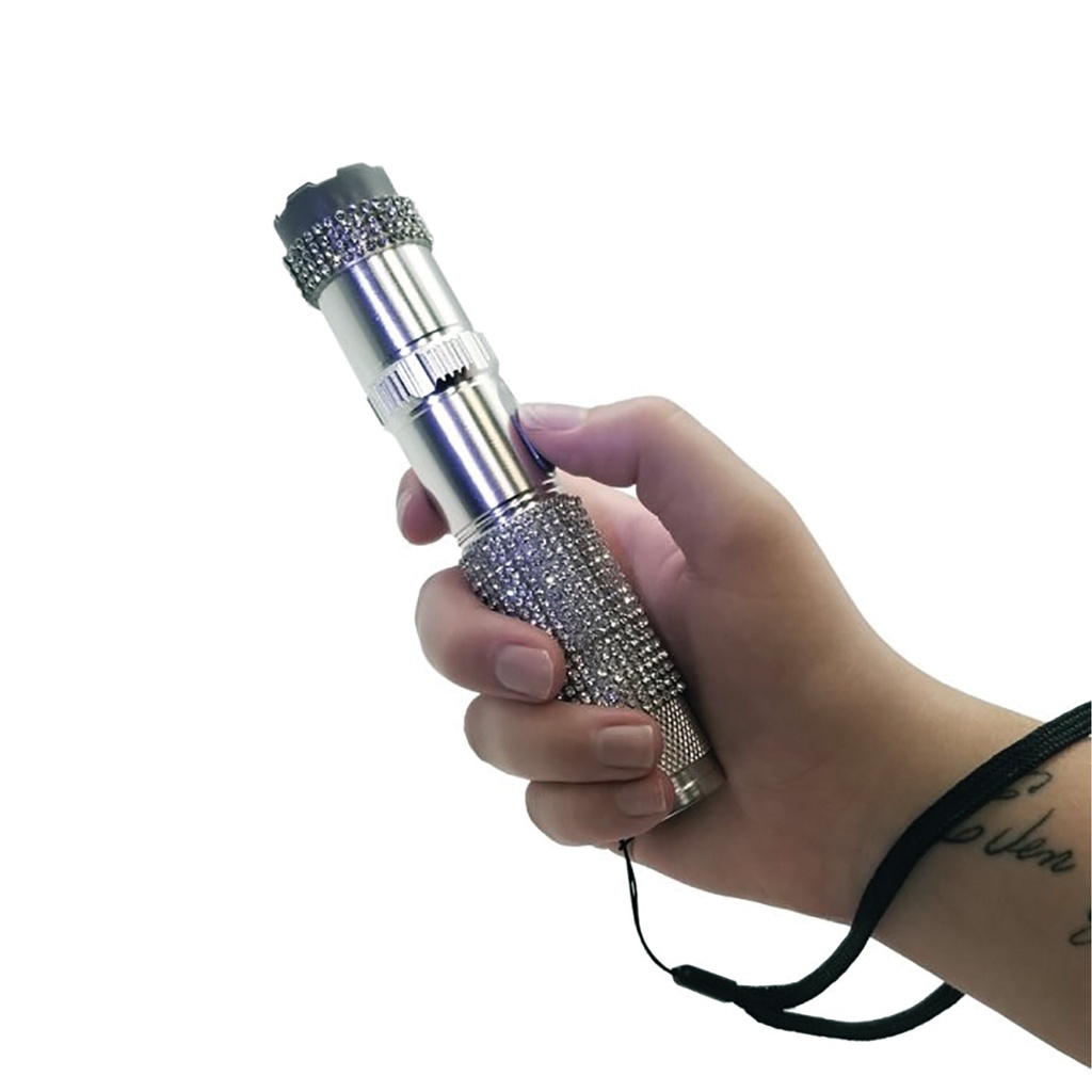 Urban Shine StreetLuxe Stun Gun Flashlight - Silver Rhinestone