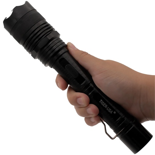 RidgeGuard 100M Duty-Ready Stun Gun Flashlight - Midnight Black Aluminum