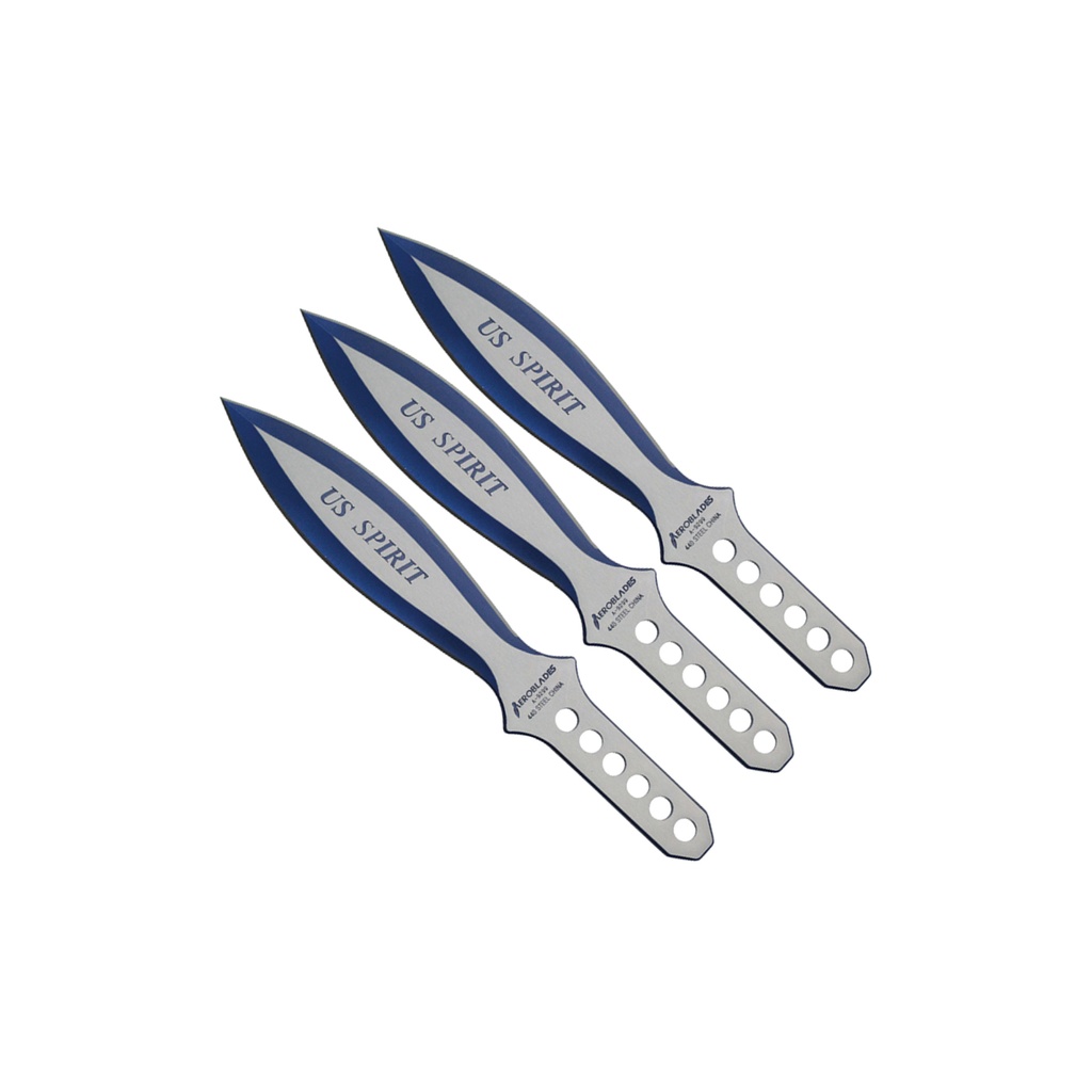 Aero Vortex Precision Throwing Knife Set - Two-Tone Blue Steel