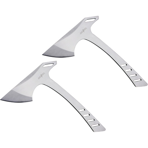 Skeleton Twin Balanced Throwing Axe Set - Matte Steel