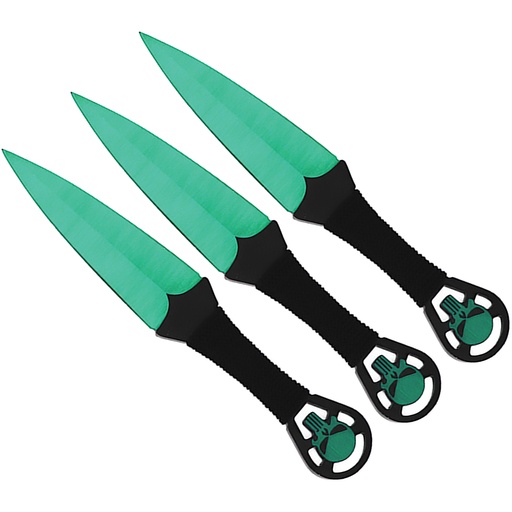 Skull Strike 3-Piece Throwing Knife Set - Green