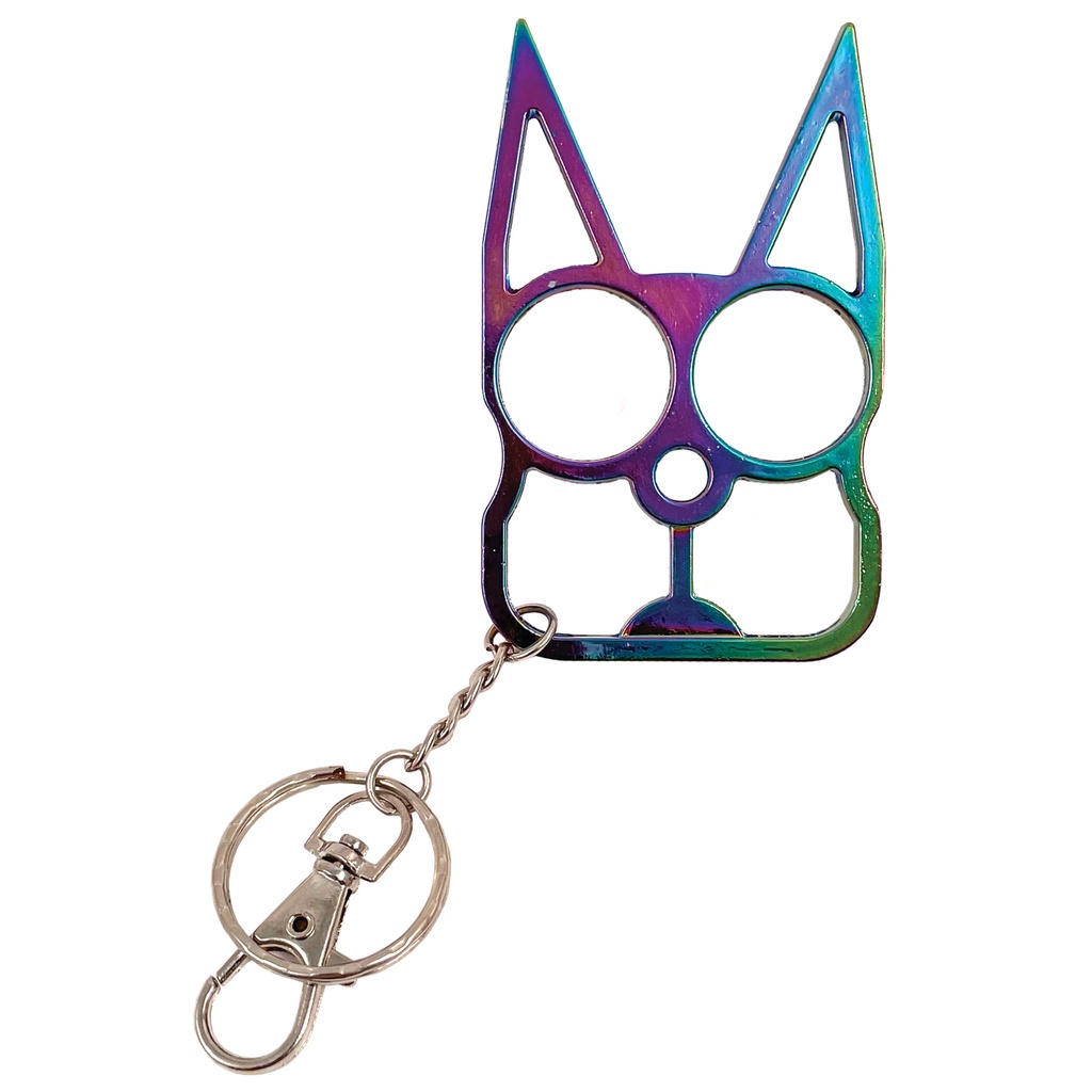 Street Mirage Cat Self Defense Keychain - Rainbow Steel