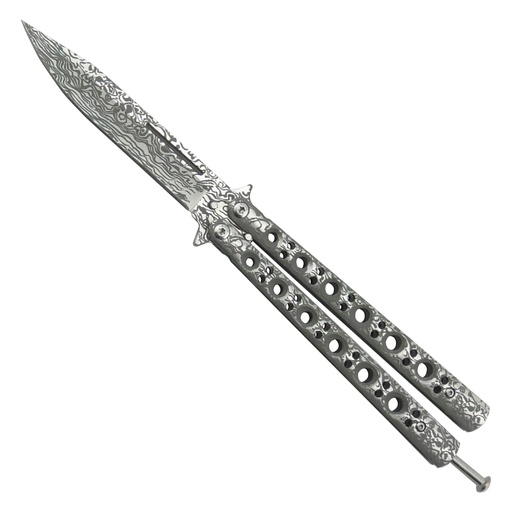 Six-Hole Momentum Precision Butterfly Knife - Damascus Etch