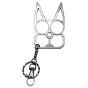 Stealth Feline Guardian Self-Defense Keychain - Silver
