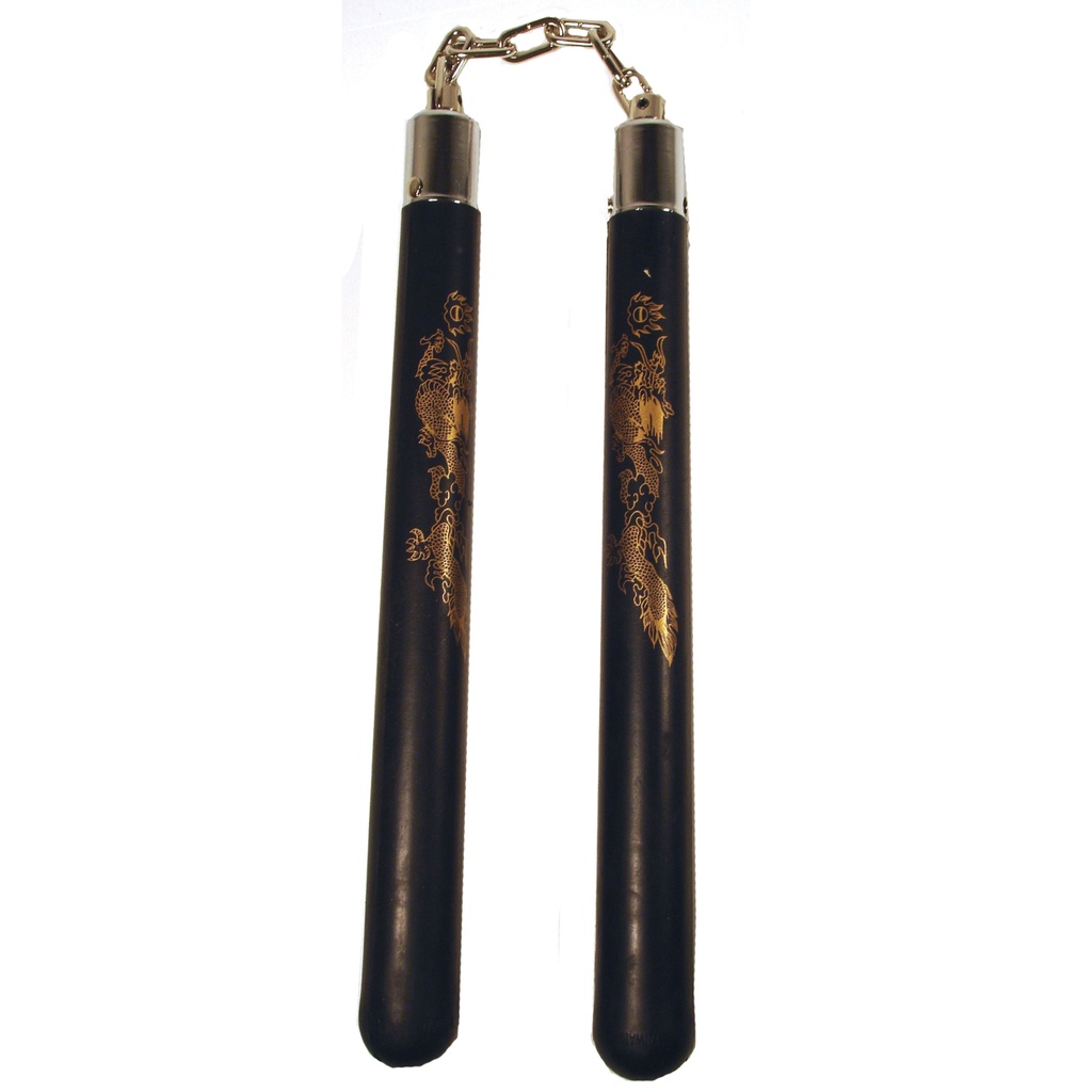 Dragon Pulse Flow Training Nunchucks - Black Rubber