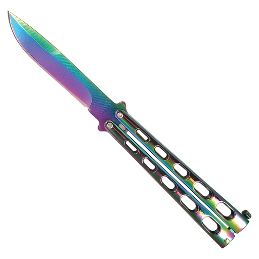 Prism-Ported Balance Butterfly Knife - Rainbow Steel