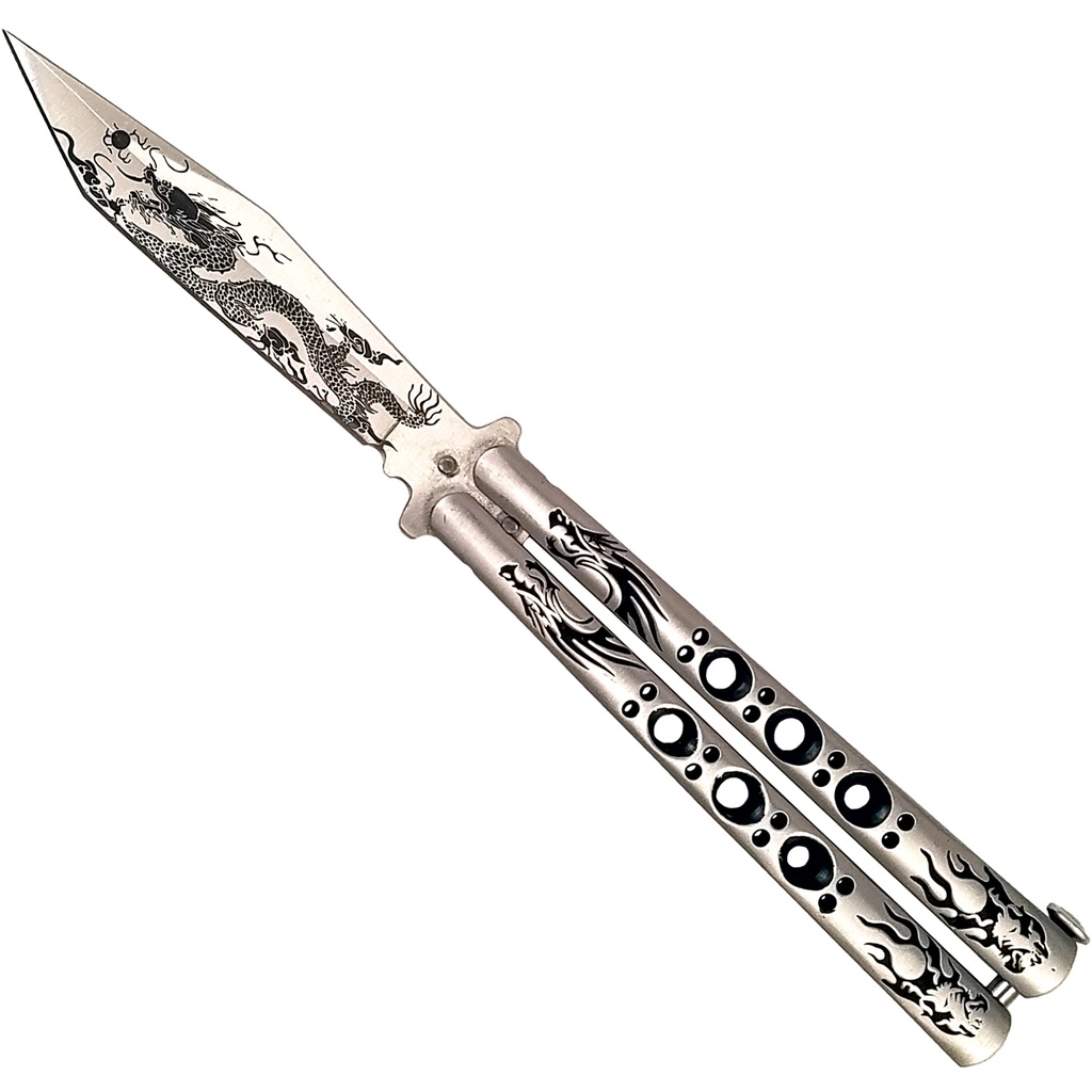 Dragonfire Flow Tactical Butterfly Knife - Matte Steel