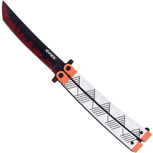 Slayer Wing Geo-Print Butterfly Knife - Yellow/White Aluminum