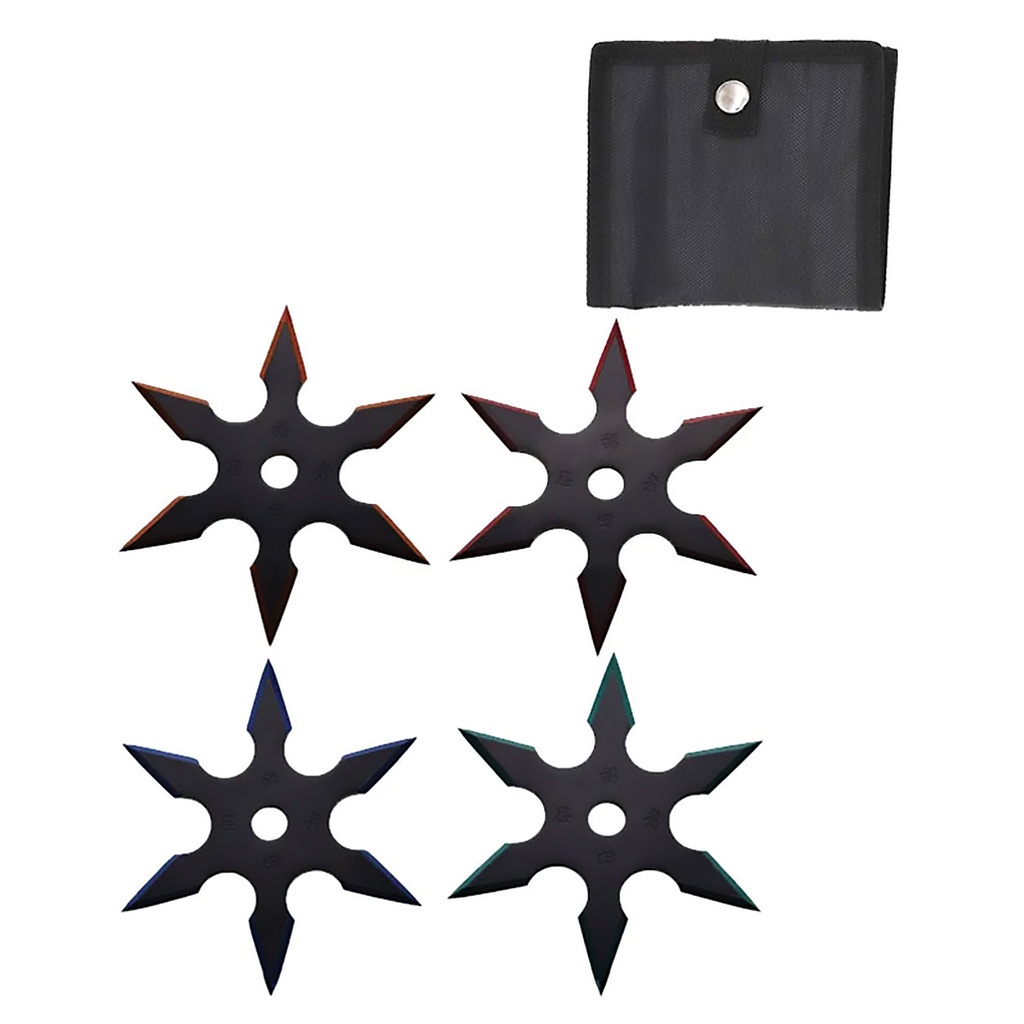 Dual-Spectrum Flight Precision Throwing Star Set - Black with Blue/Red