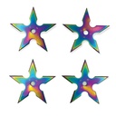 Prismatic NinjaQuartet Precision Throwing Stars - Rainbow Steel