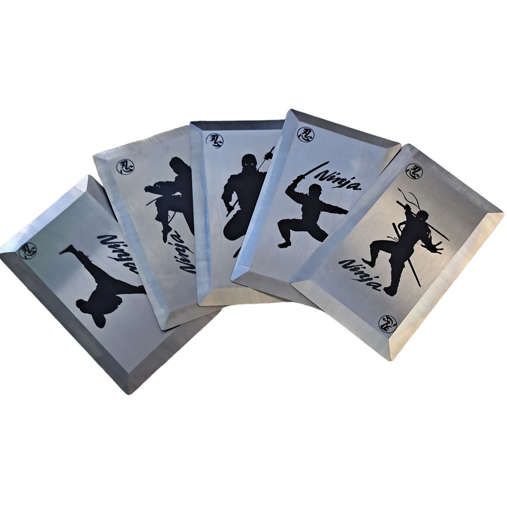 Shadow Silhouette Ninja Throwing Cards - Silver Finish