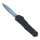 Prism Operator Dual-Edge OTF Knife - Rainbow Damascus