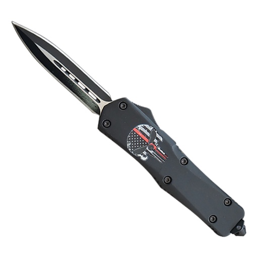 Red Skull Operator Double-Action OTF Knife - Matte Aluminum