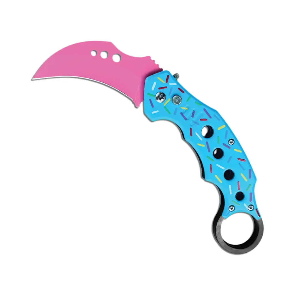 Cupcake Havoc Quick-Deploy Karambit Automatic Knife - Blue Aluminum