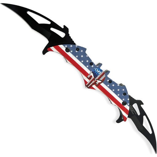 Winged Crusader Dual-Blade Spring Assisted Knife - USA Flag