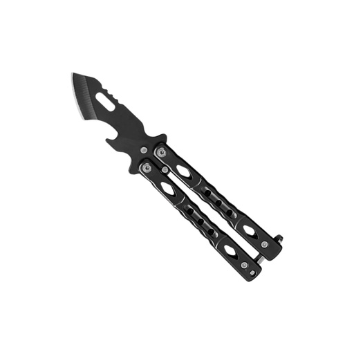 Pivot-Pop Dual-Use Butterfly Knife - Matte Black Steel