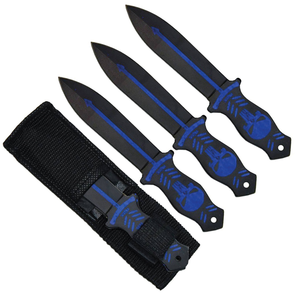 Skullflare Precision Throwing Knife Set - Black & Blue