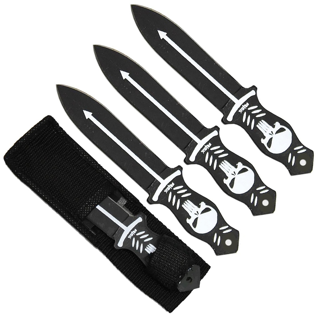 Skull Mark Requiem Throwing Knife Set - Black & Silver