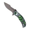 Top Hat Skull Quick-Deploy Spring Assisted Knife - Green Nylon Fiber