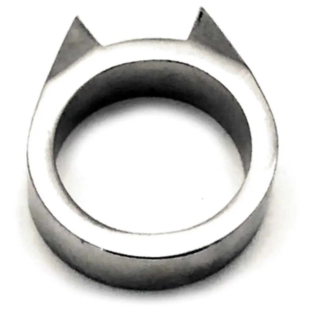 Silent Guardian Cat-Ear Self Defense Ring - Silver