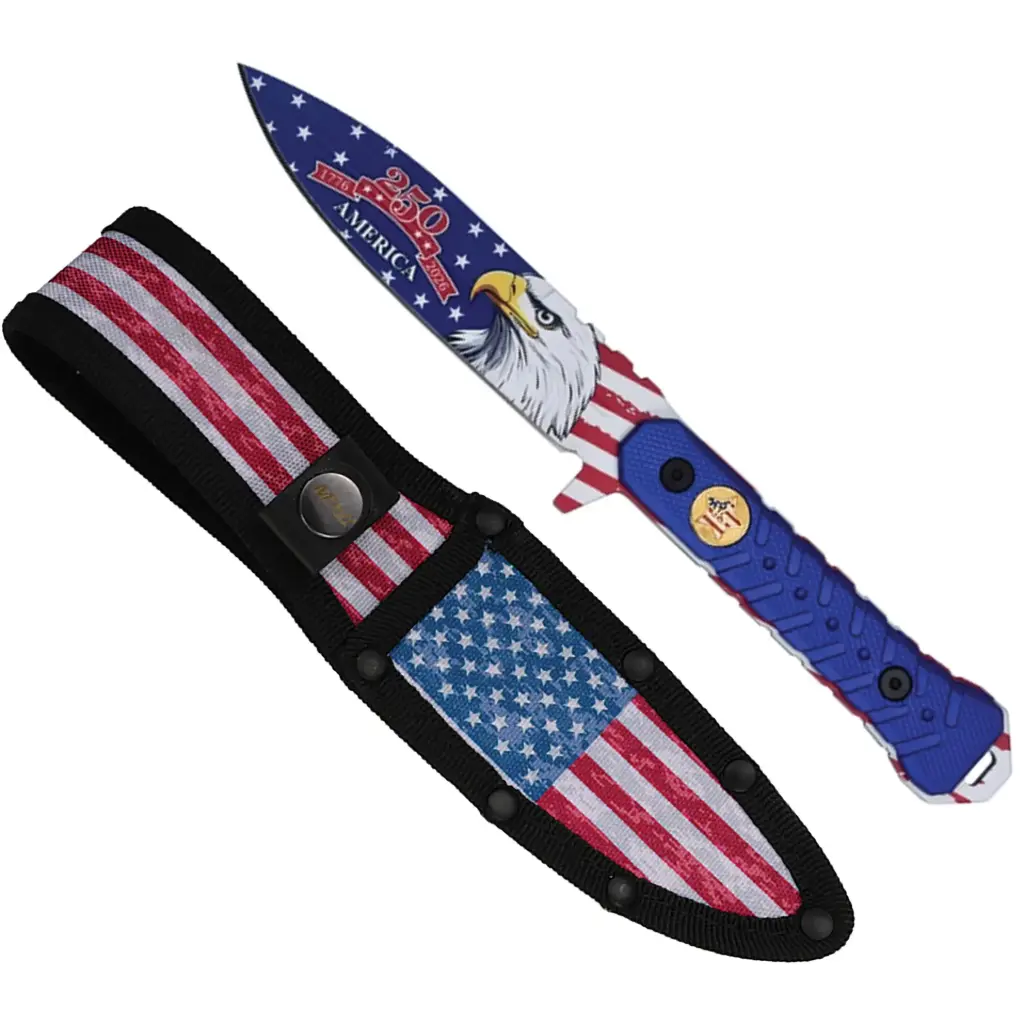 Heritage Eagle Tribute Fixed Blade Knife - USA Flag