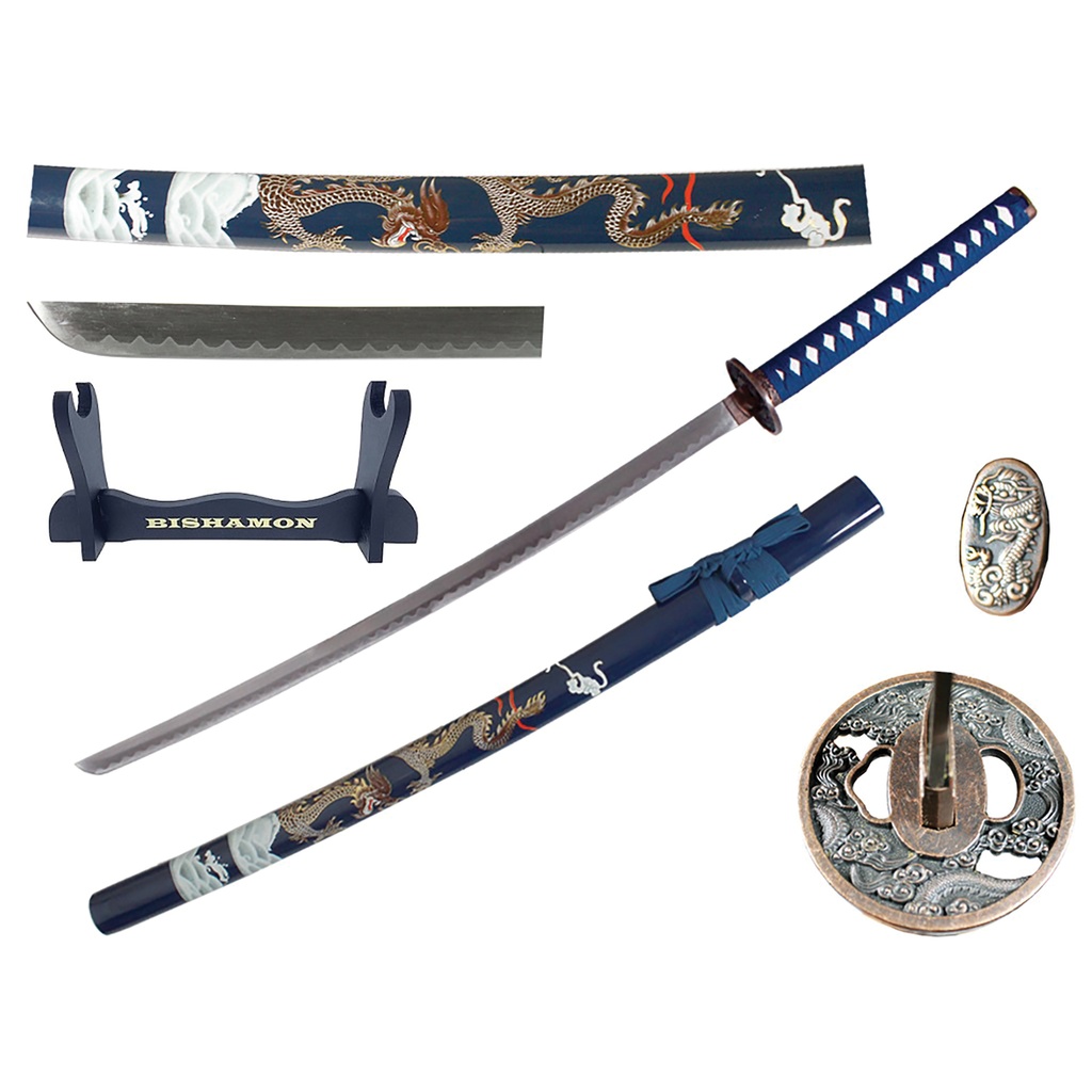 Blue Dragon Samurai Sword - Bishamon Guardian Display | South Summit