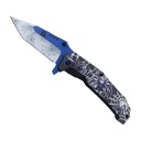 Spider Web Surge Assist-Open Folding Knife - Blue Silver