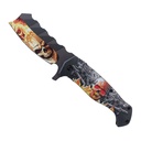 Hellfire Reaper Cleaver Assist Folding Knife - Red Flaming Skulls